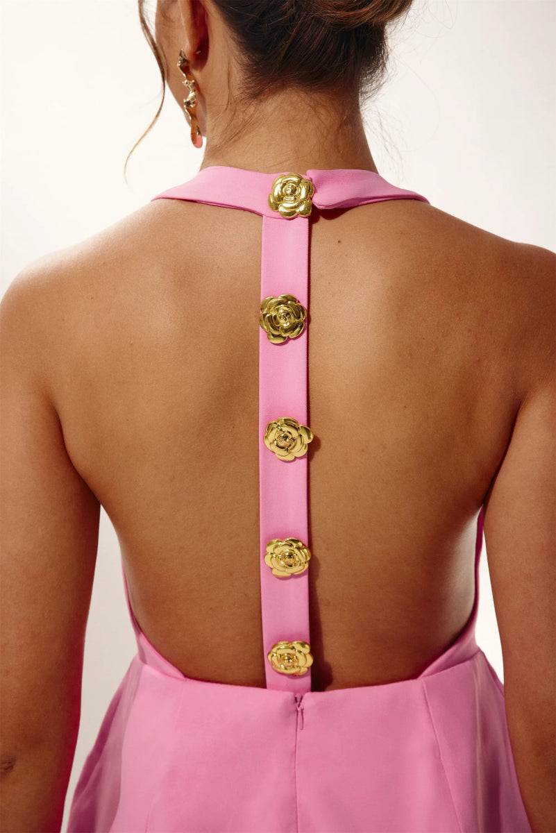 Abito Mini Sabella Halter con Bottoni