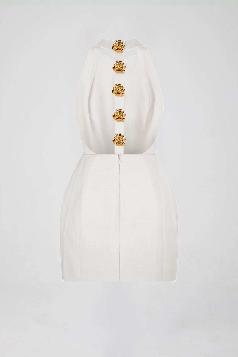 Abito Mini Sabella Halter con Bottoni