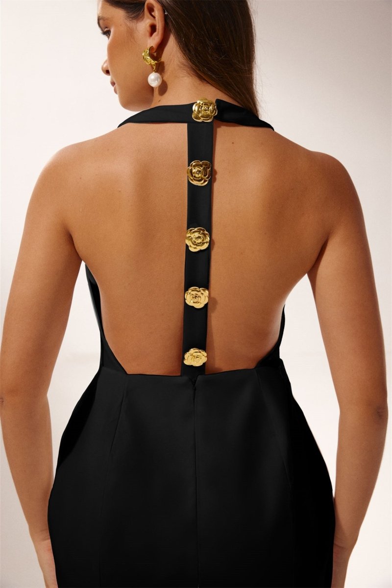 Abito Mini Sabella Halter con Bottoni