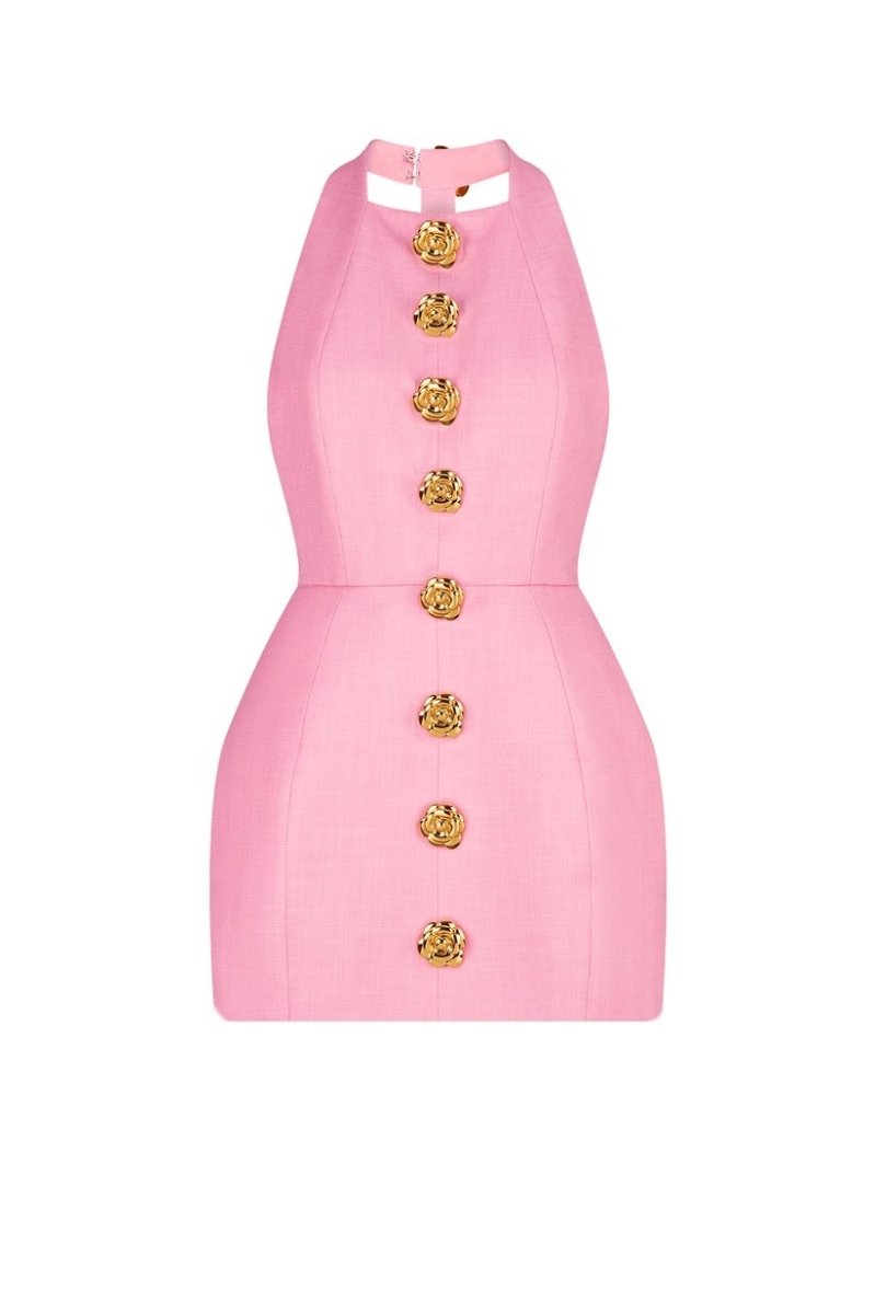 Abito Mini Sabella Halter con Bottoni